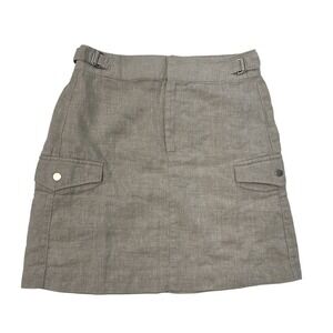 Athleta Women 4 Skirt Voyager Beige Linen Buckle Cargo Pocket Utility Athleisure